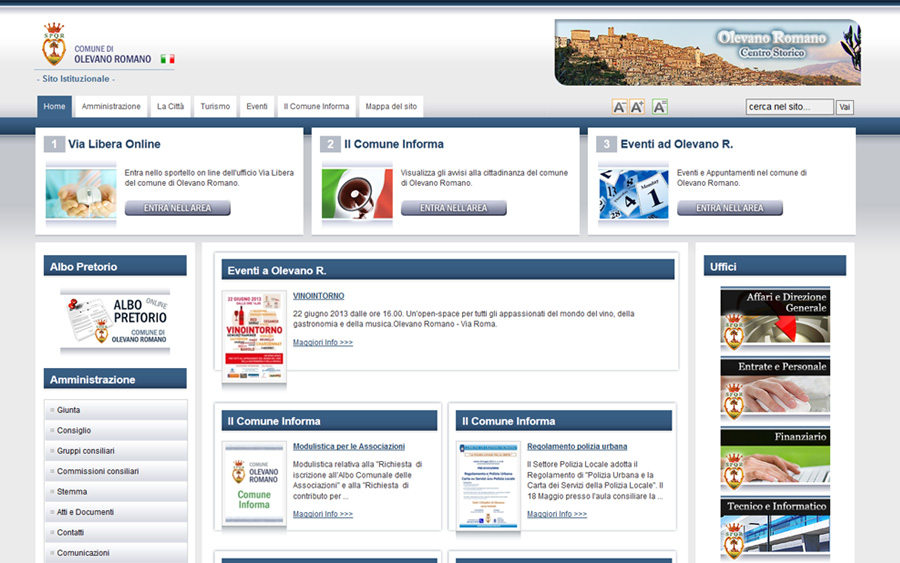 Realizzazione sito web per il comune di Olevano Romano